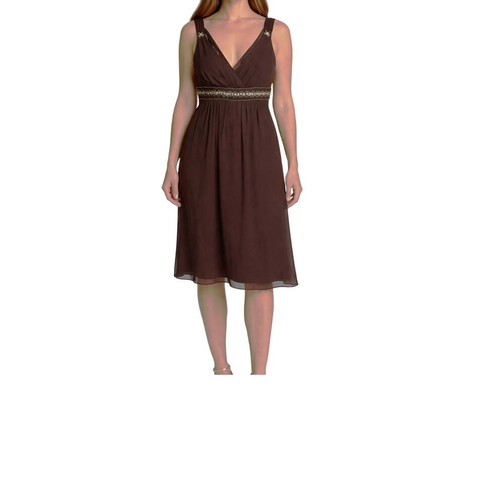 Metaphor Womens Dress Size 12 Tag 14 Brown Formal Cocktail Sleeveless Vintage